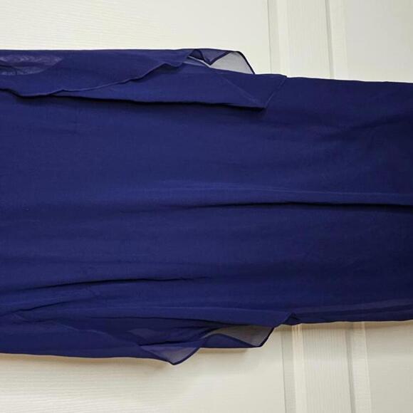 Elegant Sheer Evening Dress - Size 10 - Deep Blue - Picture 1 of 7